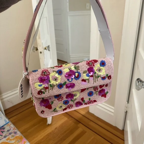 STAUD Floral Beaded Tommy Shoulder Bag - Picture 1 of 5